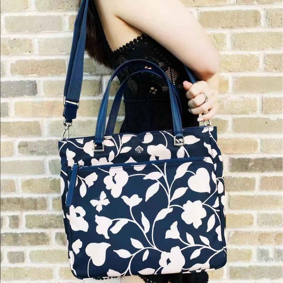 Kate Spade Jae Garden Vine Medium Nylon Satchel Crossbody Nightcap Multi - Picture 2 of 7